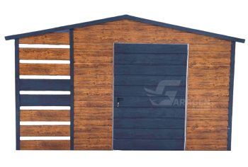 Gartenhaus 3x3m Überdachung 1x3 Norwegische Kiefer Holzoptik PVC Kippfenster | ID435 |