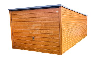 Blechgarage 3x5m Horizontal Blech Schwingtor Holzoptik Pultdach | ID85 |