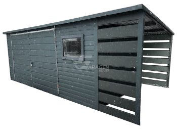 Gartenhaus 5x3m Überdachung 1x3 PVC Kippfenster Anthrazit Flachdach | ID443 |