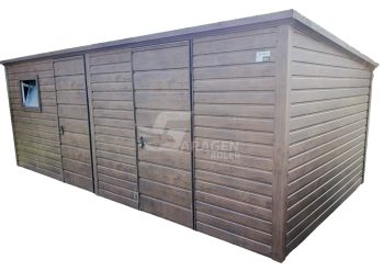 Gartenhaus  6x3m - 2x Tür - PVC Kippfenster - Holzoptik - Dunkles Walnussholz  GP219