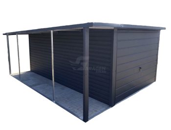 Blechgarage 3x5m Überdachung 1m Schwingtor Anthrazit | ID394 |