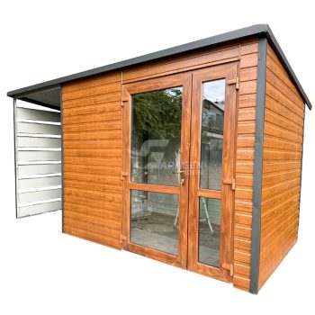 Gartenhaus 2,5x2m Überdachung 1,3m Holzoptik Pultdach ID422