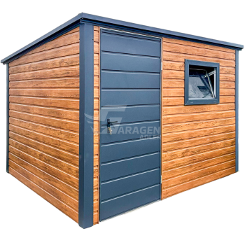 Gartenhaus - Gartenschuppen 3x2,5m - Tür - PVC Kippfenster - Holzoptik - Anthrazit - Flachdach | ID798 |