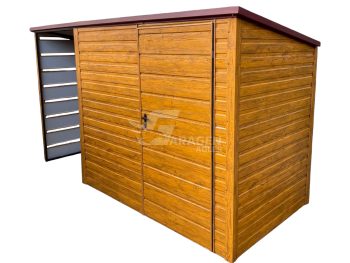 Gartenhaus - Gartenschuppen 2,5x2m + Überdachung 1m - Tür - Anthrazit - Flachdach | GP546 |