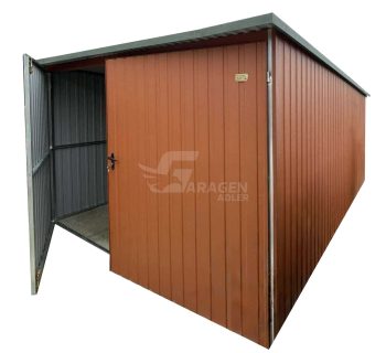Blechgarage - Gartenschuppen 3x6m - Zweiflügeliges Tor - Helles Braun - Flachdach | ID924 |