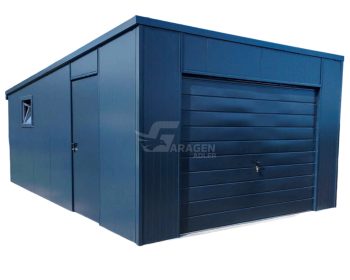 Garage aus Sandwichplatten 4x6  Gedämmtes Schwingtor - Tür - PVC Kippfenster - Anthrazit - Flachdach | GP365 |