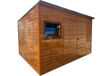 Gartenhaus - Gartenschuppen 4x2,5m Zweiflügeliges Tor - PVC Kippfenster - Holzoptik - Flachdach | ID918 |