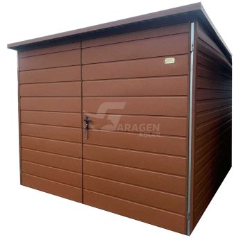 Gartenhaus - Gartenschuppen 2,5x3m Garage - Zweiflügeliges Tor - Helles Braun - Flachdach | ID917 |