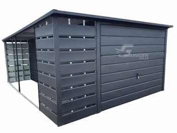 Blechgarage 3x6m Überdachung 1x6 Schwingtor Anthrazit Flachdach | ID445 |