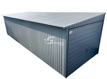 Blechgarage  3x9m  Schwingtor - Zweiflügeliges Tor  - Anthrazit | GP191 |