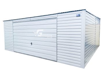 Blechgarage   5x5m - Schwingtor - Weiß | GP117 |