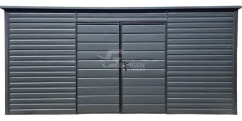 Gartenhaus - Gartenschuppen 5x2m - Zweiflügeliges Tor - PVC Kippfenster - Anthrazit - Flachdach GP618