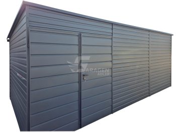 Gartenhaus - Gartenschuppen 6x2,5m - Zweiflügeliges Tor - Dachrinnen - Anthrazit - Flachdach | GP620 |