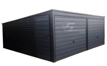 Blechgarage 6x5m 2xSchwingtor Zusätzliche Tür Anthrazit Flachdach GP208