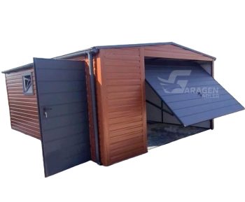 Blechgarage  4x6m Schwingtor + Zusätzliche Tür Anthrazit GP213