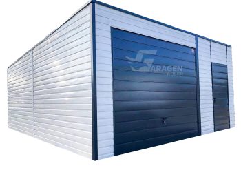 Blechgarage 6x7m - Schwingtor - Tür - Anthrazit + Weiß  GP138