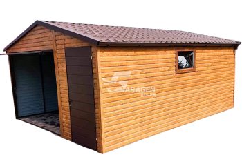 Blechgarage 4,5x6m Horizontal Blech Schwingtor Satteldach Holzoptik Metalldachziegel ID89