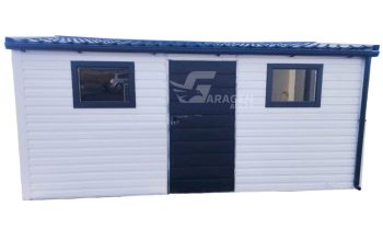 Gartenhaus 5,5x4m-Tür-2x PVC Kippfenster - Metalldachziegel - Dachrinnen - Satteldach - | GP225 |