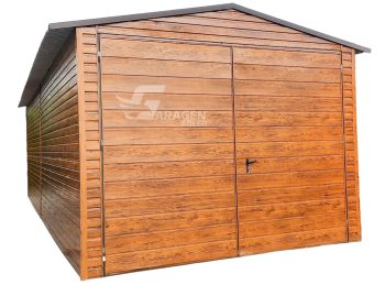 Blechgarage 3,4x7m Horizontal Blech Satteldach Schwingtor Holzoptik | ID160 |