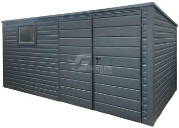 Gartenhaus - Gartenschuppen 4x2m Zweiflügeliges Tor - PVC Kippfenster - PVC Kippfenster - Anthrazit - Flachdach | GP528 |