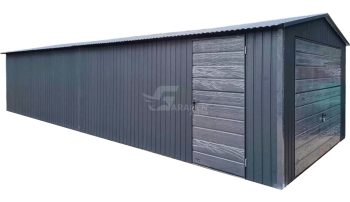 Blechgarage 4x9m - Schwingtor - 2x Tür - Anthrazit - Satteldach ID900