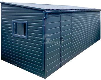 Gartenhaus - Gartenschuppen 5x2,5m - Zweiflügeliges Tor - PVC Kippfenster - Anthrazit - Dach neigt sich nach vorne | GP617 |