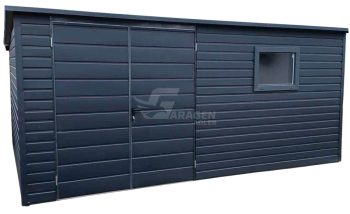 Gartenhaus - Gartenschuppen 5x3m - Zweiflügeliges Tor - PVC Kippfenster - Anthrazit - Flachdach | ID896 |