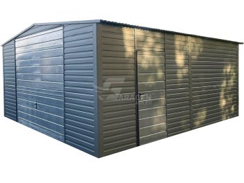 Blechgarage 5x5,5m - Schwingtor - Tür - Anthrazit - Satteldach GP522