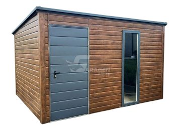 Gartenhaus - Gartenschuppen 3x3m - Tür - PVC Kippfenster - Anthrazit - Holzoptik - Flachdach | ID882 |