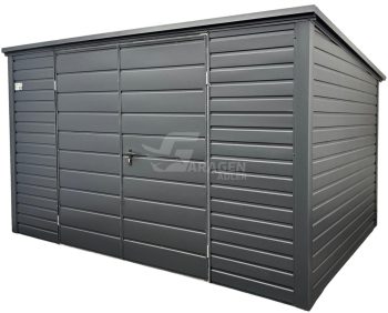 Gartenhaus - Gartenschuppen 4x2,5m - Zweiflügeliges Tor - Anthrazit - Flachdach | ID884 |