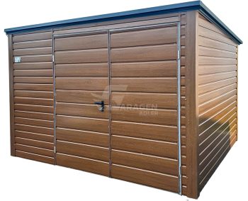 Gartenhaus - Gartenschuppen 3x2,5m - Zweiflügeliges Tor - Holzoptik - Flachdach | ID878 |