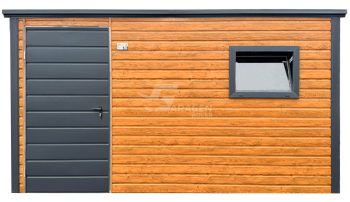 Gartenhaus - Gartenschuppen 3,5x2,5m - Tür - PVC Kippfenster - Helles Nussbaum - Holzoptik - Flachdach | ID875 |