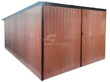 Blechgarage 3x5m - Zweiflügeliges Tor - Helles Braun - Flachdach GP478