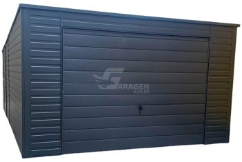 Blechgarage 4x6m - Schwingtor - Tür - PVC Kippfenster - Anthrazit - Flachdach | GP480 |