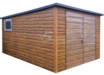 Gartenhaus - Gartenschuppen 3x4m - Zweiflügeliges Tor - PVC Kippfenster - Holzoptik - Flachdach | ID843 |