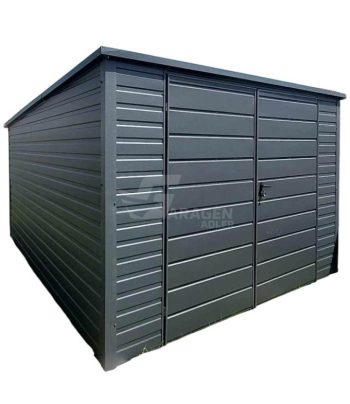 Gartenhaus - Gartenschuppen 3,5x4,5m - Zweiflügeliges Tor - Anthrazit - Flachdach | GP458 |