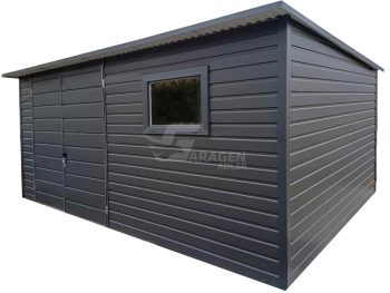 Gartenhaus - Gartenschuppen 4,5x2,5m Zweiflügeliges Tor - PVC Kippfenster - Anthrazit - Flachdach | ID812 |