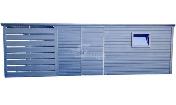 Gartenhaus - Gartenschuppen 4,5x2,5m + Überdachung 2m - Tür - PVC Kippfenster - Anthrazit - Flachdach | ID803 |