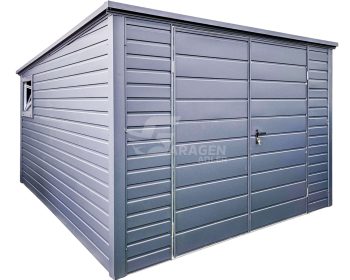 Gartenhaus - Gartenschuppen 3x4m - Zweiflügeliges Tor - PVC Kippfenster - Anthrazit - Flachdach ID801