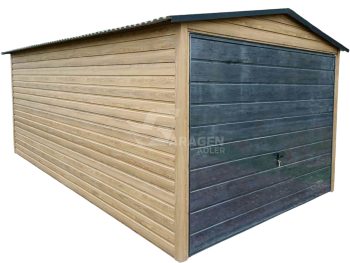 Blechgarage 3x6m Schwingtor - Holzoptik - Winchester - Satteldach | ID808 |