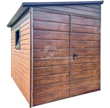 Gartenhaus - Gartenschuppen 3x2m Zweiflügeliges Tor - PVC Kippfenster - Holzoptik - Dach mit Neigung nach links | ID799 |