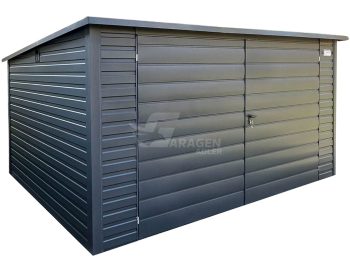 Gartenhaus - Gartenschuppen 4x3m - Zweiflügeliges Tor - Anthrazit - Flachdach | ID782 |