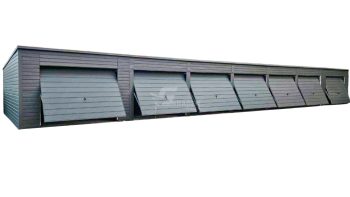 Reihengaragen - Garagenkomplex 24x5,5m - 7x Schwingtor - Anthrazit - Flachdach ID785
