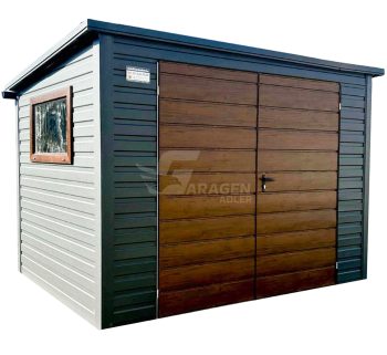 Gartenhaus - Gartenschuppen 3x2m - Zweiflügeliges Tor - PVC Kippfenster - Holzoptik - Anthrazit - Flachdach | ID778 |