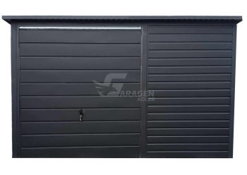 Gartenhaus - Garage - 3,5x3m Gartenschuppen - Schwingtor - Anthrazit - Dachrinnen - Flachdach  | ID764 |