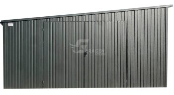 Blechgarage 6x3m Zweiflügeliges Tor - anthrazit - Dach mit Neigung nach links ID765