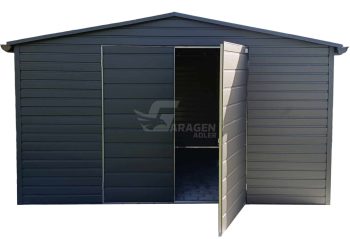 Gartenhaus - Gartenschuppen 4,5x3,5m - Zweiflügeliges Tor - Anthrazit - Dachrinnen - Satteldach | ID761 |