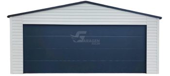 Blechgarage 6x5,8m - Sektionaltor - Tür - Dachrinnen - Weiß - Anthrazit - Satteldach | ID714 |