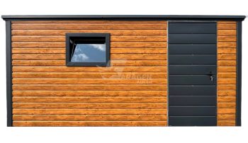 Gartenhaus - Gartenschuppen 4x2m - Tür - PVC Kippfenster - Helles Walnussholz - Holzoptik - Flachdach | ID707 |
