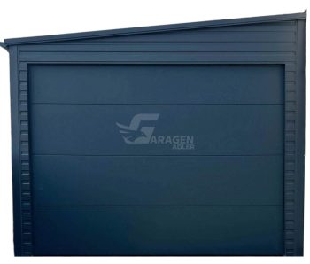 Blechgarage 4,5x6m - Sektionaltor - Tür - Anthrazit - Dachrinnen - Dach mit seitlichem Gefälle | ID693 |